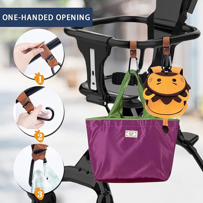 4 Pack Baby Stroller Hooks for Hanging | Multipurpose Stroller Straps - Image 2