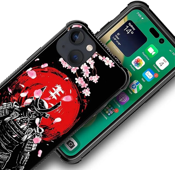 for iPhone 14 Case, Sakura Japanese Samurai Pattern Graphic Design Girl Boy - Image 5