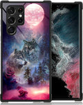 for Samsung Galaxy S22 Ultra Case, Star Two Wolfs Howling Pattern Graphic by FKBRCL4U