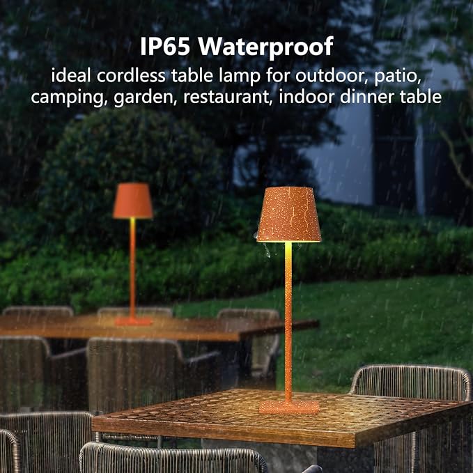 Yogaret Orange Cordless Table Lamp Set of 2-3 Way and Stepless Dimmable - Image 4