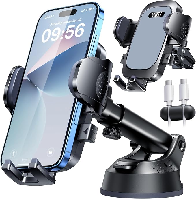 YRU Car Phone Holder Mount Dashboard Cell Phone Holder by YRU2026ProCarMount