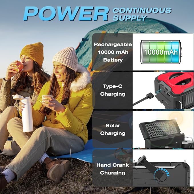 NITIGO 10000mAh Emergency Radio, NOAA Weather Radio - Image 4