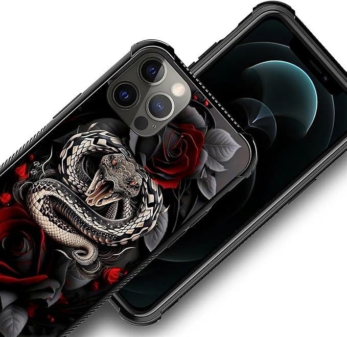for iPhone 11 Pro Case, Entwined Rose Snake Pattern Graphic Design Girl Boy - Image 3
