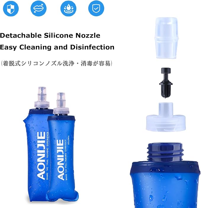 YAPJEB Soft Flask Collapsible Water Bottles, TPU Soft Water Bottle Folding Flask - Image 3
