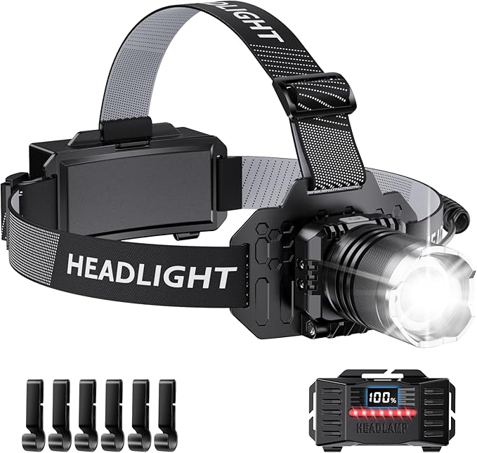Super Bright Headlamp Rechargeable- LED Head Light, 99000LM Zoom Head Lamp & by HeadlampRechargeable