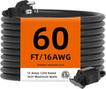 TiFFCOFiO Indoor Outdoor Extension Cord Waterproof, 60 Feet 3 Prong Power Cord by TiFFCOFiO