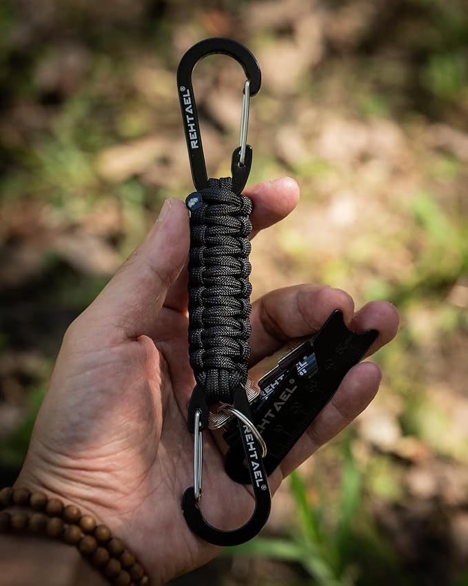 Paracord Braided Carabiner Keychain Lanyard Strap, Hanger Stroller Hook w/2 - Image 6