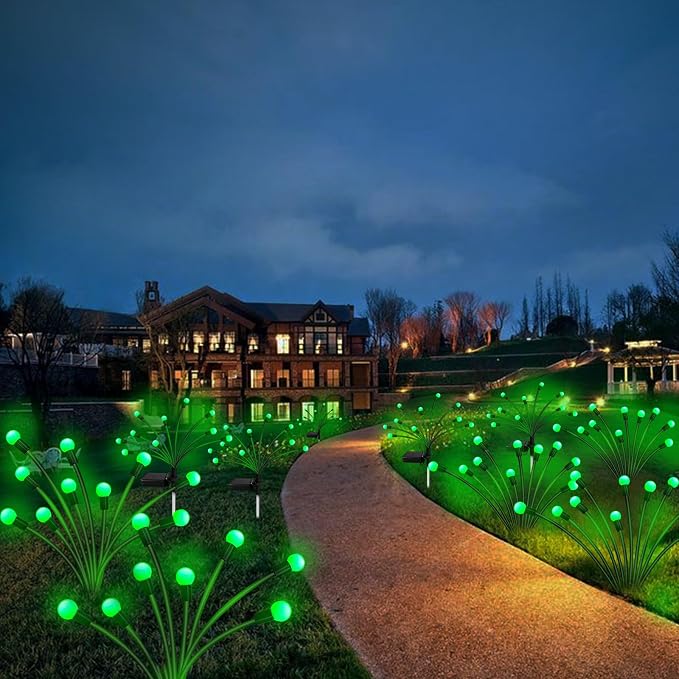 Solar St Patricks Day Lights Outdoor, 6 Pack 48 LED Solar Green Firefly Lights - Image 6