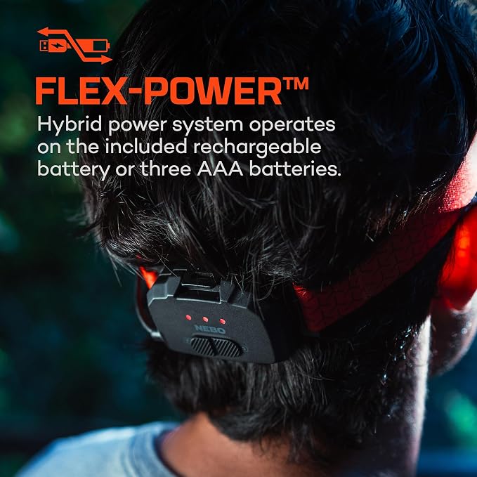 NEBO CurvBeam 600 Headlamp | 600 Lumens, 6 Light Modes, Rechargeable & AAA - Image 4