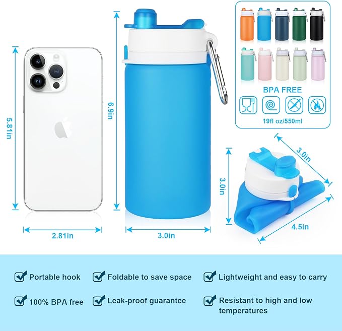 PLTCAT Collapsible Foldable BPA Free Reusable Lightweight Leak-Proof Travel - Image 2