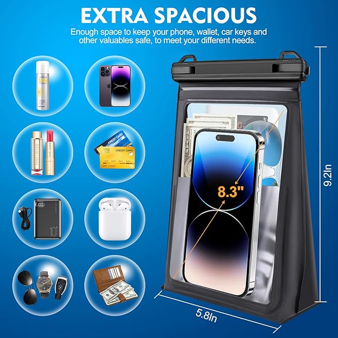 Large Floating Waterproof Phone Pouch, Cell Phone Dry Bag - Image 2