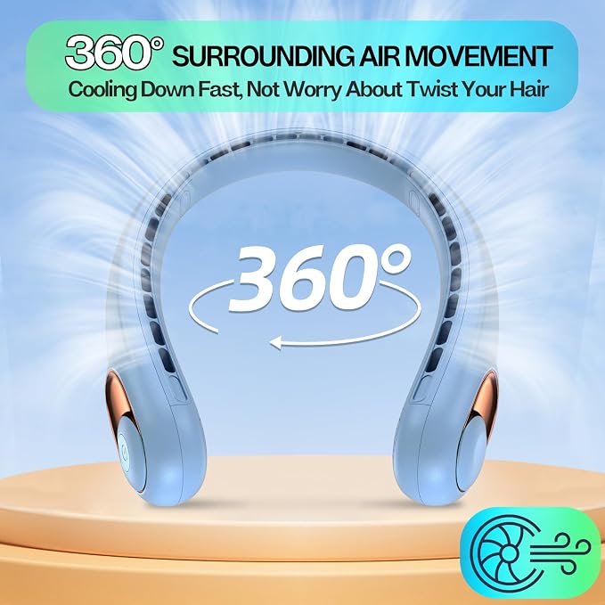 KIDEE Neck Fan, Portable Fan, Neck Fans Rechargeable, Upgraded LED Display - Image 5