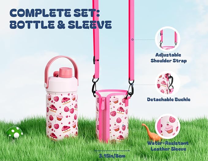 12 oz Insulated Water Bottle for Kids: 2-in-1 Straw Spout Lid, Spill-proof - Image 3