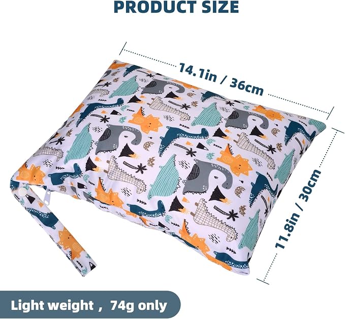 3pcs Cloth Diaper Wet Dry Bags Waterproof Reusable - Image 4