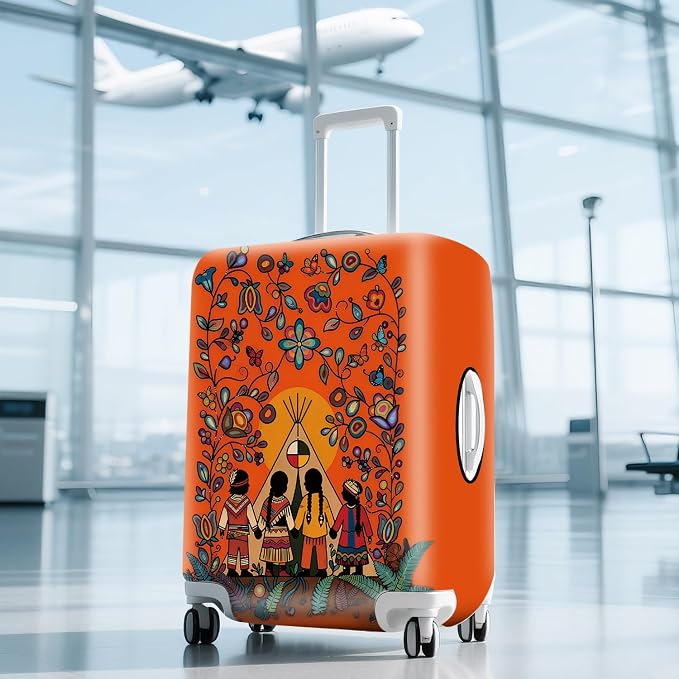 Native American Tribal Teepee Travel Luggage Cover -Stretchable Airplane - Image 9