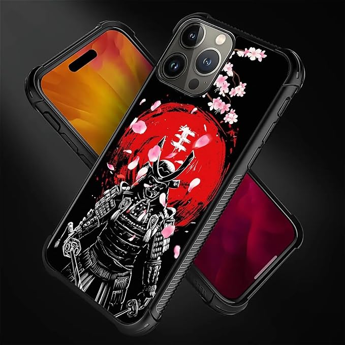 for iPhone 16 Pro Case, Sakura Japanese Samurai Pattern Graphic Design Girl Boy - Image 4