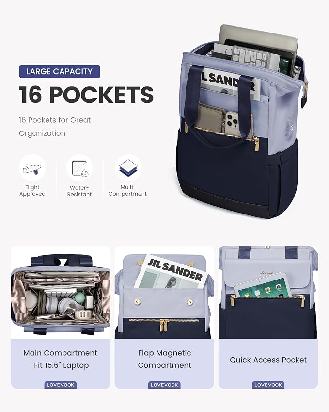 LOVEVOOK Laptop Backpack for Women, 15.6 Inch Work Laptop Bag - Image 2