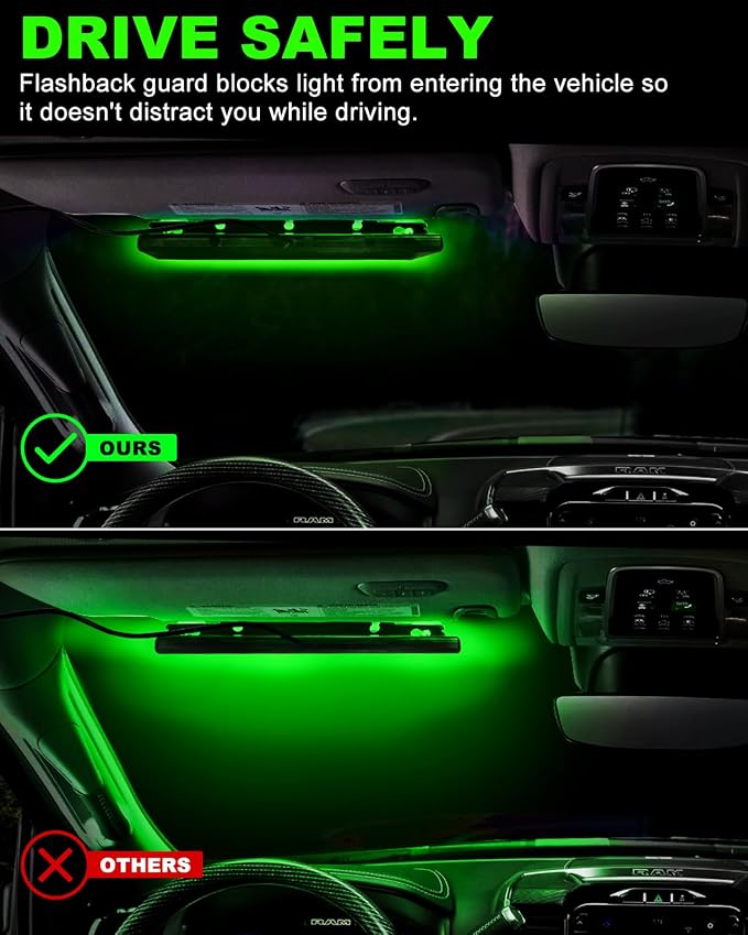 HLauto 6Z4J Emergency Dash Strobe Lights: 2x16.8 inch Green Safety Lights - Image 8