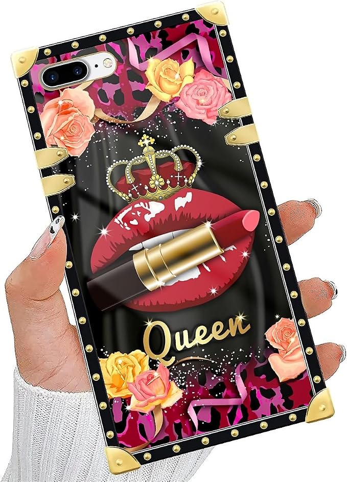 Compatible with iPhone 8 Plus 7 Plus Case, Queen Lip Crown Leopard Print Luxury - Image 5