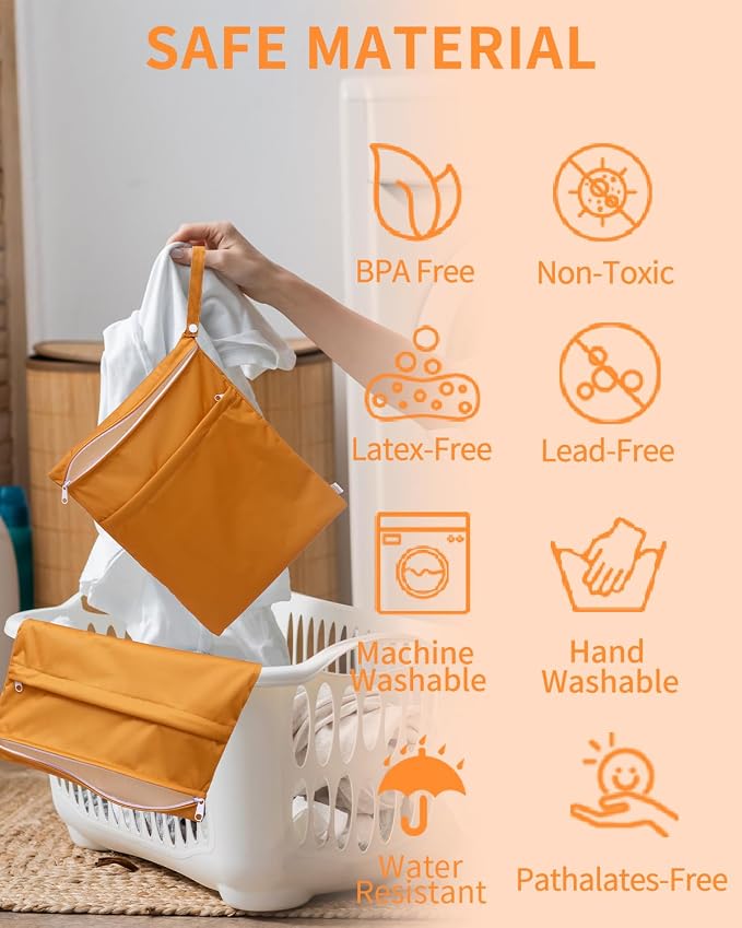 babygoal Wet Dry Bags 3 Pack for Baby Cloth Diapers, Washable Travel Bags - Image 6