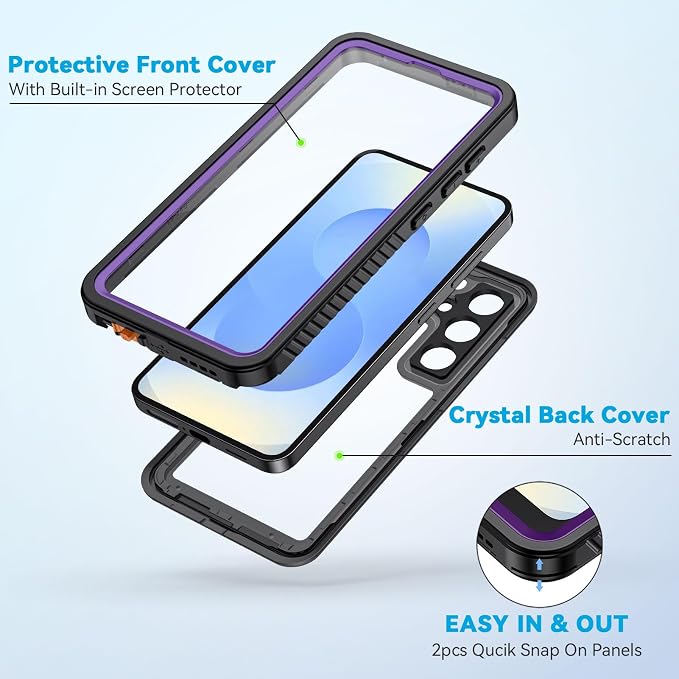 Lanhiem for Samsung Galaxy S25 Case, IP68 Waterproof Dustproof, Built-in Screen - Image 4