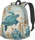 cfpolar 17 Inch Backpack Vintage Sea Turtle Starfish Laptop Bag Shoulder Bag by homedecorations