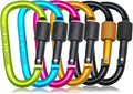 6 Pack Small Locking Carabiner, 3 Inch Aluminum D-Shape Snap Hook by MORNLIGHT