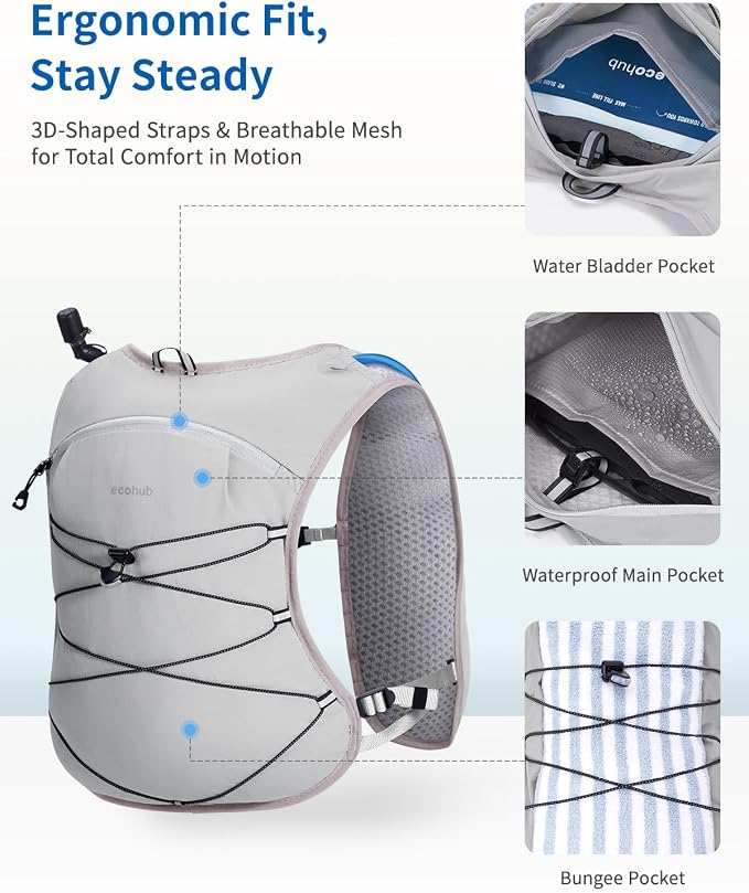 ECOHUB Running Hydration Vest Backpack, Lightweight Hydration Pack Bag Daypack - Image 3