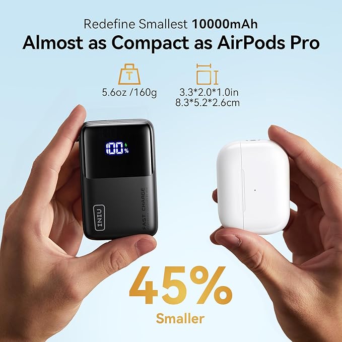 INIU Mini Portable Charger, Small 45W PD Power Bank, 10000mAh USB C in&Out Fast - Image 2