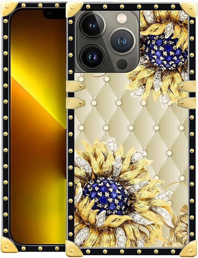 Compatible with iPhone 13 Pro Max Case, Sunflower Diamonds Leather Luxury by Unknown