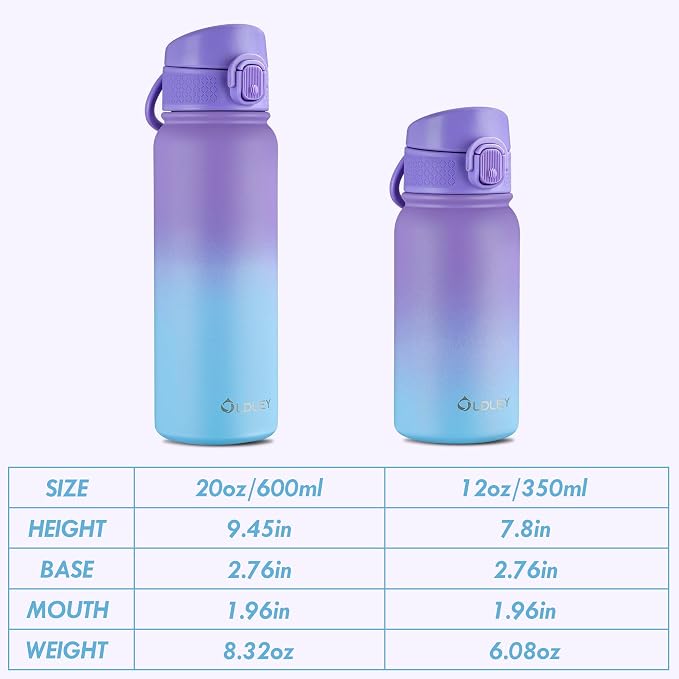 OLDLEY 12oz Kids Insulated Water Bottle, Stainless Steel, Leak-Proof, Active - Image 4