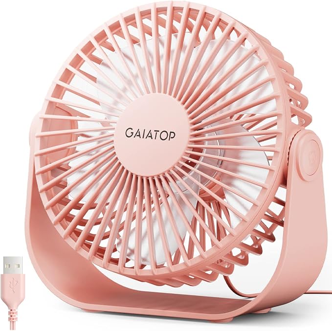 Gaiatop USB Desk Fan, 3 Speeds Strong Airflow, 5.5 Inch Portable 90° Rotate by GAIATOP