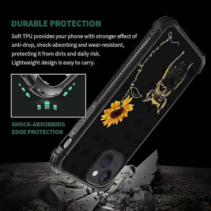 for iPhone 13 Case, Pig Sunflower Yellow Sunshine Pattern Graphic Design Girl - Image 7