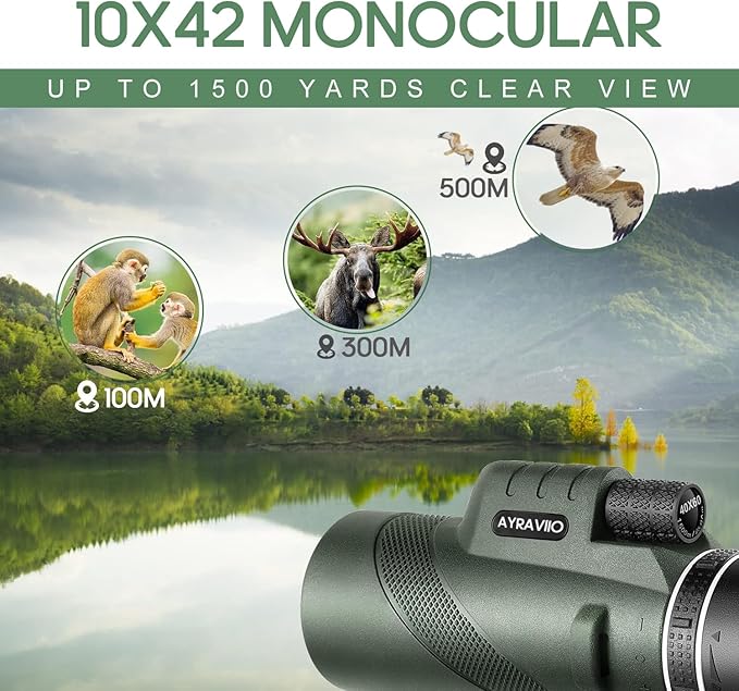 Birthday Gifts for Men Dad Him Husband Teen, 10x42 Compact Monocular Telescope - Image 5