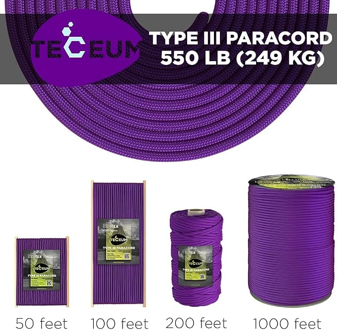TECEUM 5/32" Paracord Rope 1000 – 1000ft / 200ft / 100ft / 50ft – Tactical - Image 9
