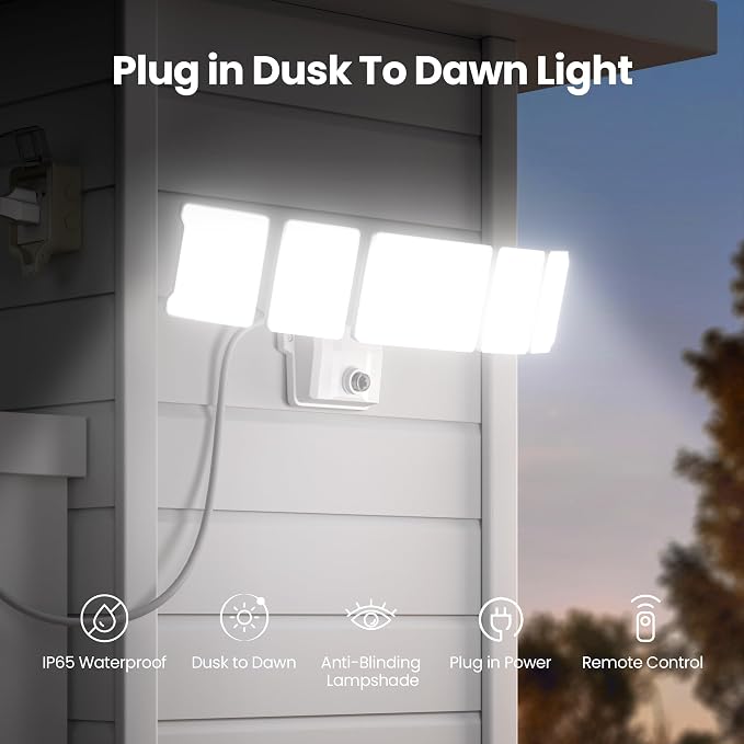 Olafus 120W Plug in Flood Lights Dusk to Dawn LED Outdoor Light - Image 5