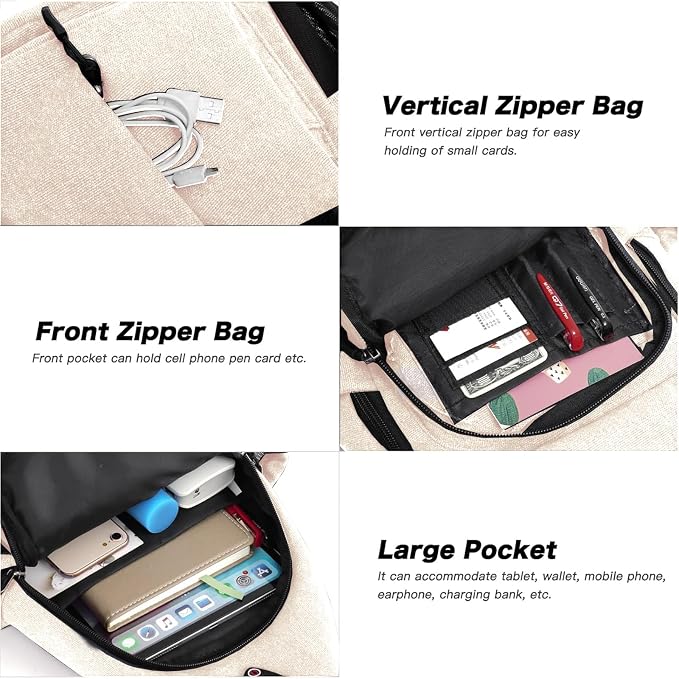 MOSISO Sling Backpack, Canvas Crossbody Hiking Daypack Bag - Image 5