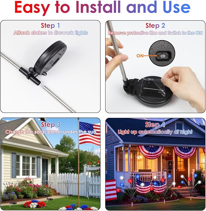 OZS 4pack Solar American Flag Lights - Image 7
