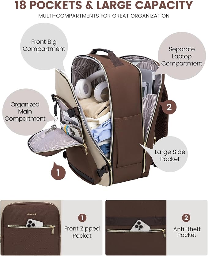 LOVEVOOK 50L Travel Backpack for Women & Men, Airline Approved Carry On Luggage - Image 3