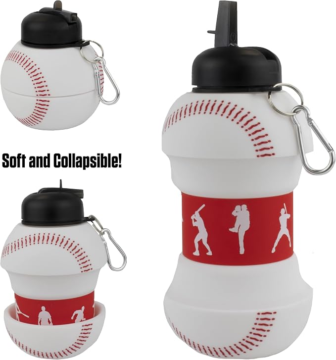 Maccabi Art Clip-On Collapsible 1 Liter, 34 oz. size BPA-Free Silicone Baseball - Image 5