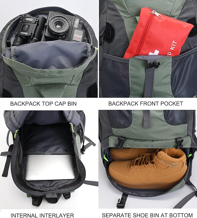 Bseash 50L Hiking Backpack, Water Resistant Lightweight Outdoor Sport Daypack - Image 4