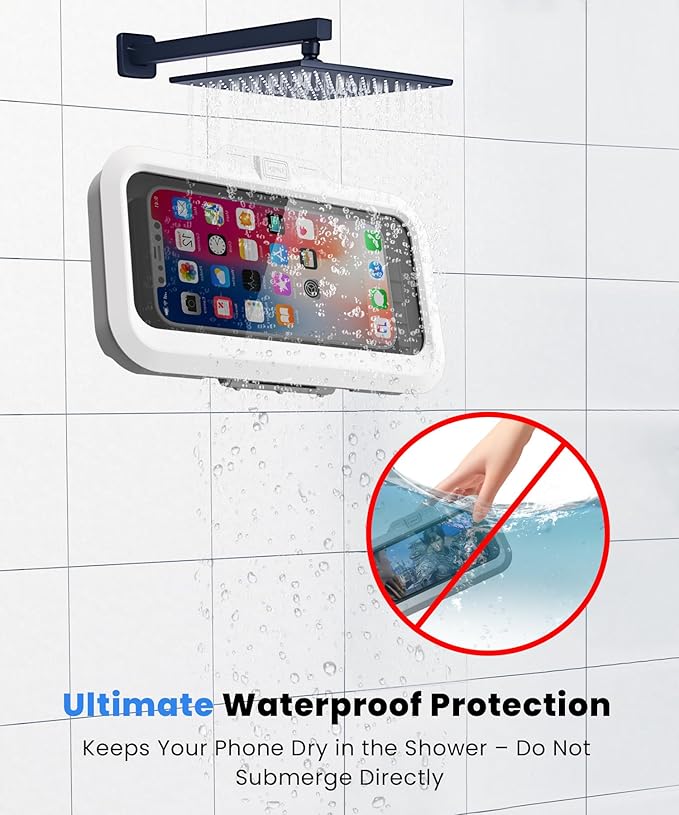 URROY Shower Phone Holder Waterproof One-Touch Open Shower Phone Case Anti-Fog - Image 2