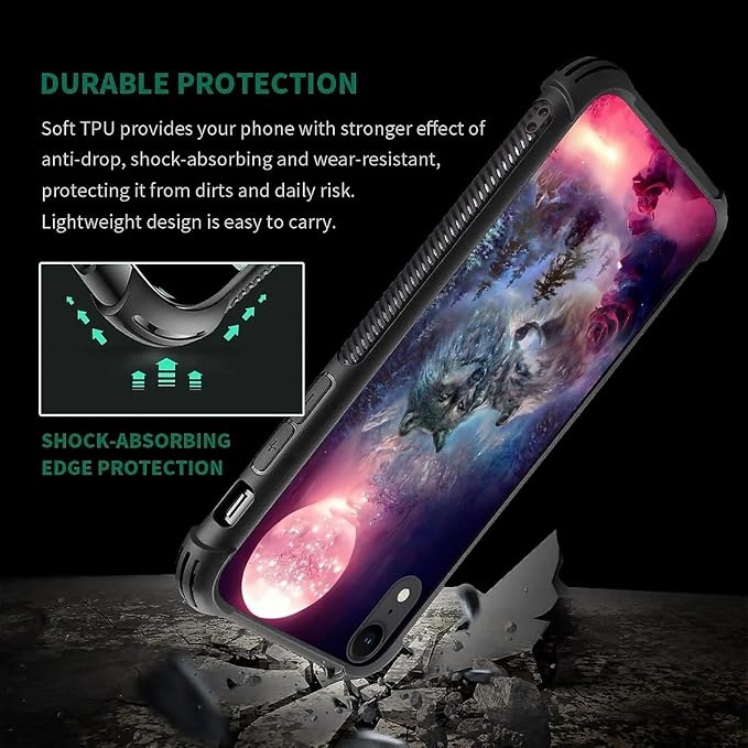 for iPhone XR Case, Star Two Wolfs Howling Pattern Graphic Design Girl Boy Soft - Image 7