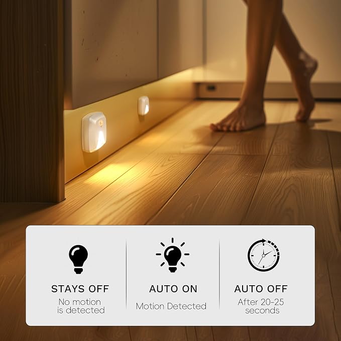 innofox 6-Pack Stick-on Motion Sensor Lights, Warm White LED Night Light - Image 5