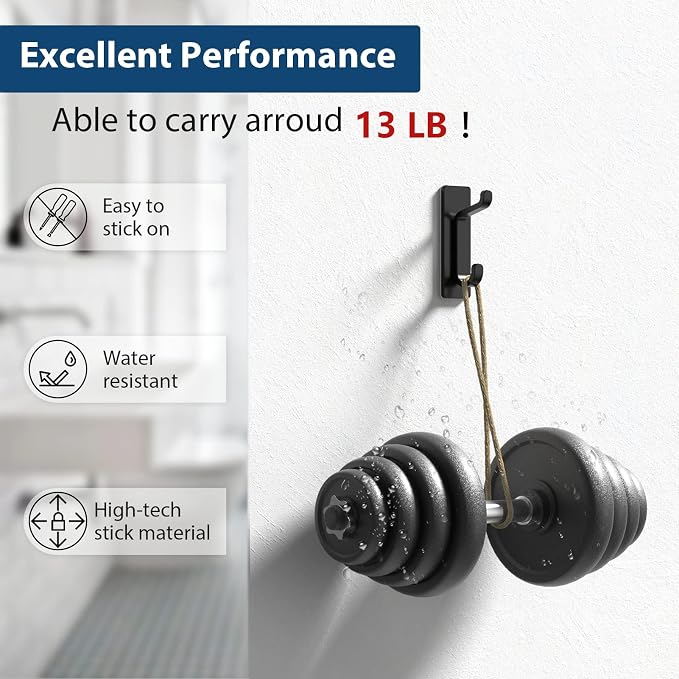 pickpiff Wall Hooks for Coat and Towel: 13LB Strong Adhesive Door Hanger Stick - Image 2