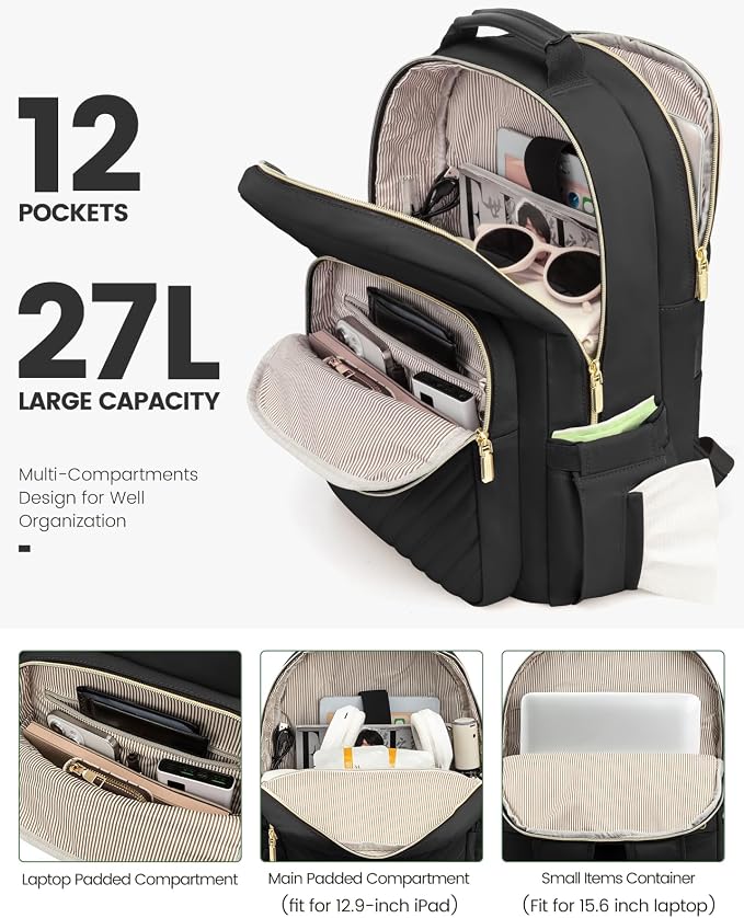 LOVEVOOK Laptop Backpack Purse for Women, Work Travel Computer Bags, College - Image 2