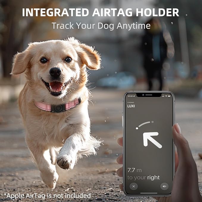 AirTag Dog Collar, IP68 Waterproof Air Tag Dog Collar Holder, Reflective - Image 4