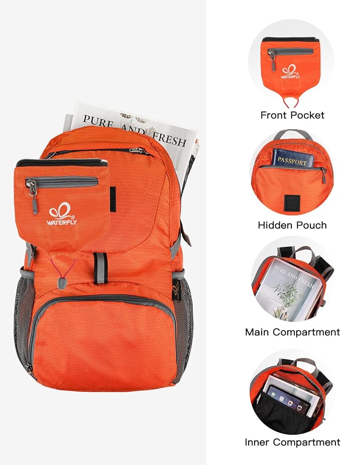 WATERFLY Small Lightweight Packable Backpack: 20l Ultra Light Foldable Travel - Image 4