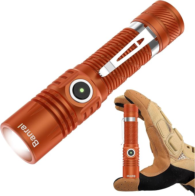 Rechargeable Tactical Flashlights, High Lumens Small Mini USB-C LED Flashlight by Banral
