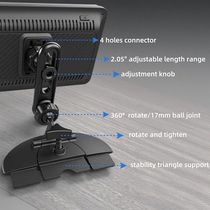 Extended CD Slot Mount for CarPlay Screen Adjustable Arm and 360° Rotating - Image 5